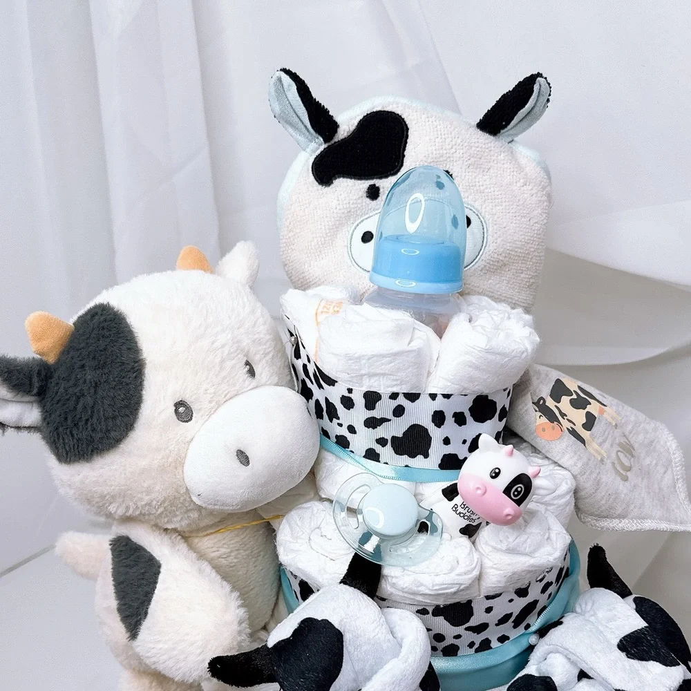 Cow Diaper Cake, Farm Baby Shower Gift